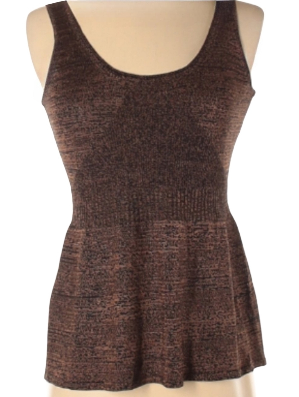 Y2K Silk Blend NIC & ZOE Stretch Knit Hourglass Brown Black Sweater Tank Top S
